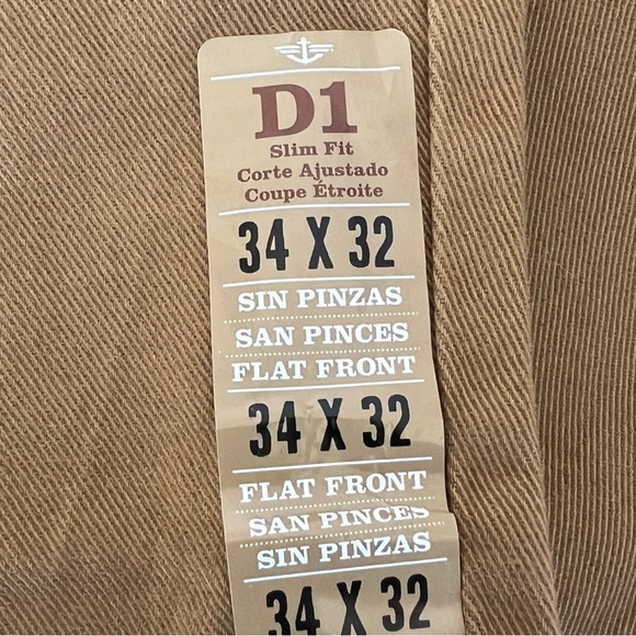 Dockers D1 Slim Fit Mens Chinos Trousers Tan W34 L32 Flat Front Zip Fly NEW - Picture 5 of 9